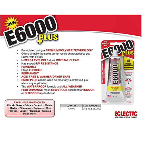 E6000 PLUS 26.6ml Industrial Strength E6000 Clear Glue with Snip Tip